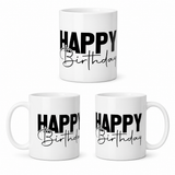"Happy Birthday" Typography Ceramic Mug