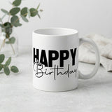 "Happy Birthday" Typography Ceramic Mug