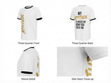 Attitude Graphic Ringer Tee - Three Quarter Front, Back, Sleeve and Seam Detail