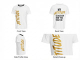 Attitude Graphic Ringer Tee - Front, Back, Side and Detail Views
