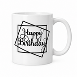 Happy Birthday Geometric Frame Mug - Front View